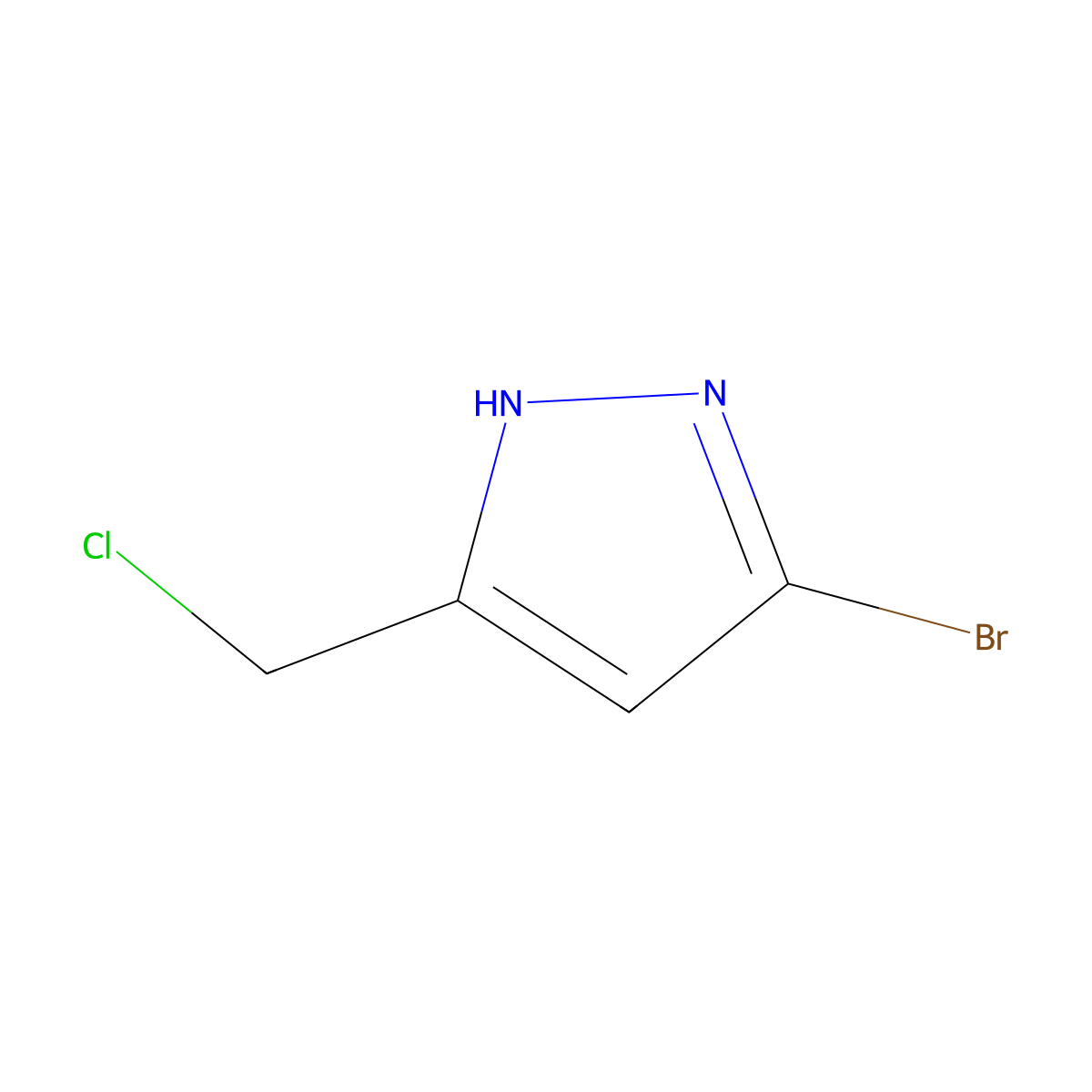 5-bromo-3-(chloromethyl)-1H-pyrazole molecular structure, CAS 2924892-70-4