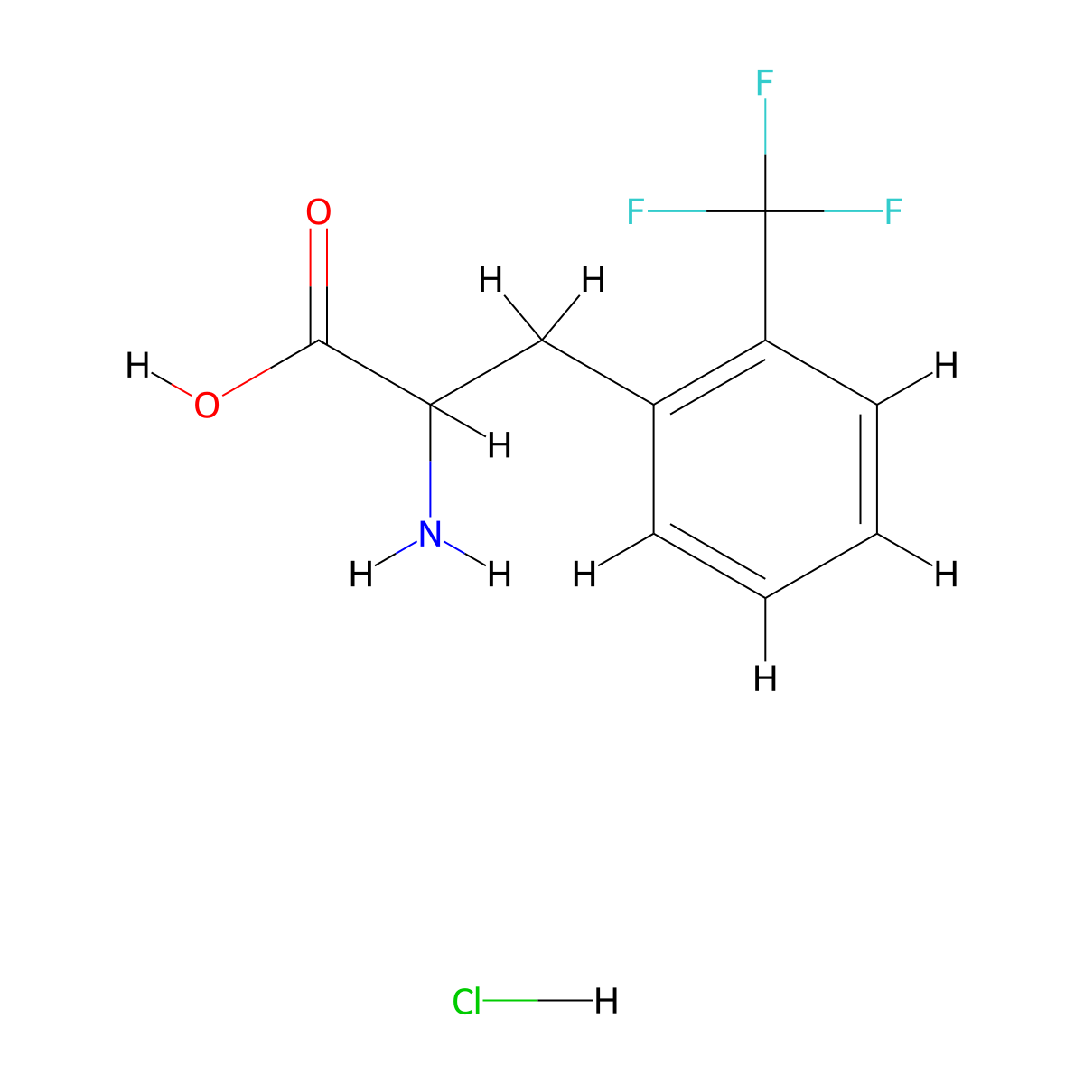 2-Amino-3-[2-(trifluoromethyl)phenyl]propanoic acid hydrochloride molecular structure, CAS 2925-08-8
