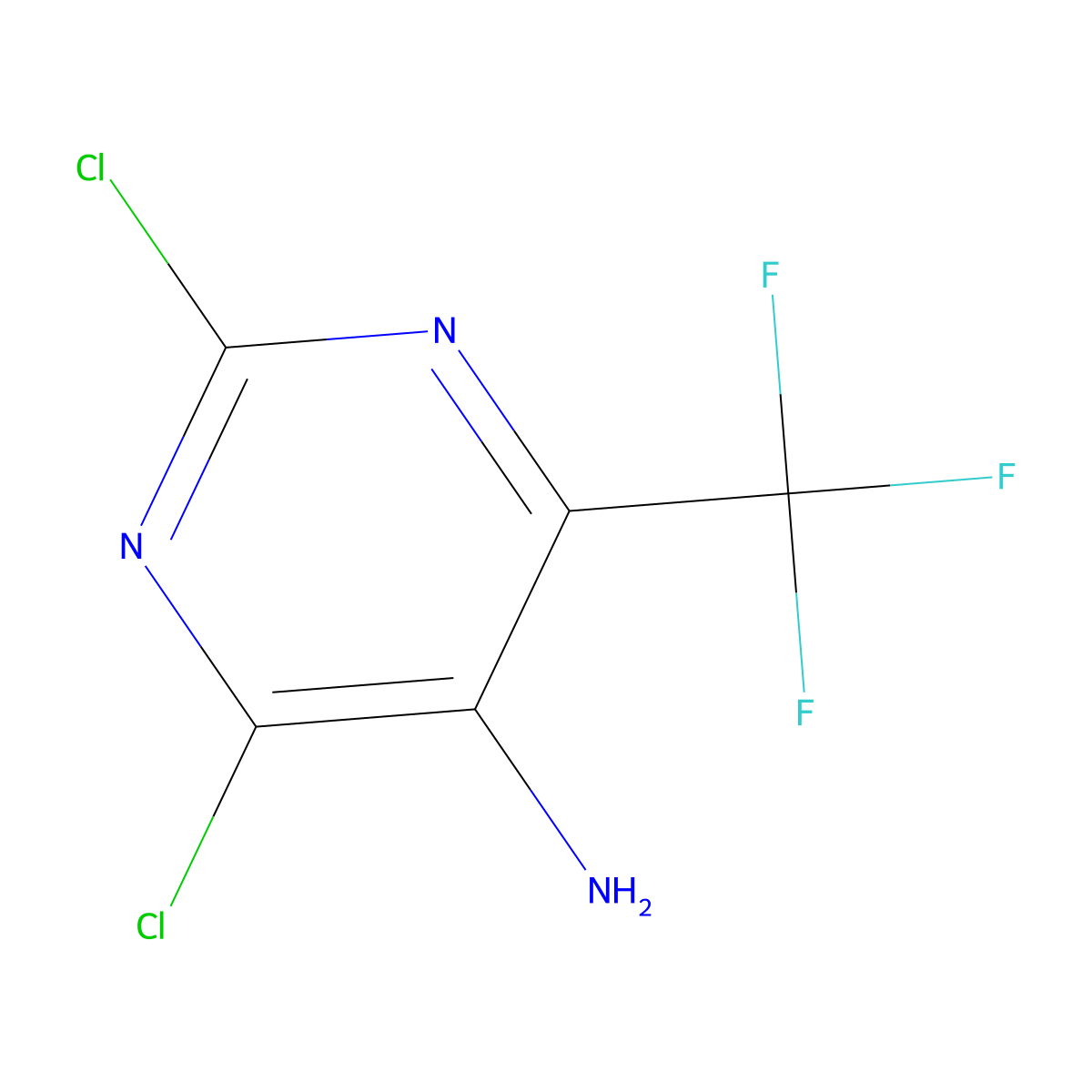 2,4-Dichloro-6-(trifluoromethyl)-5-pyrimidinamine molecular structure, CAS 2925-96-4