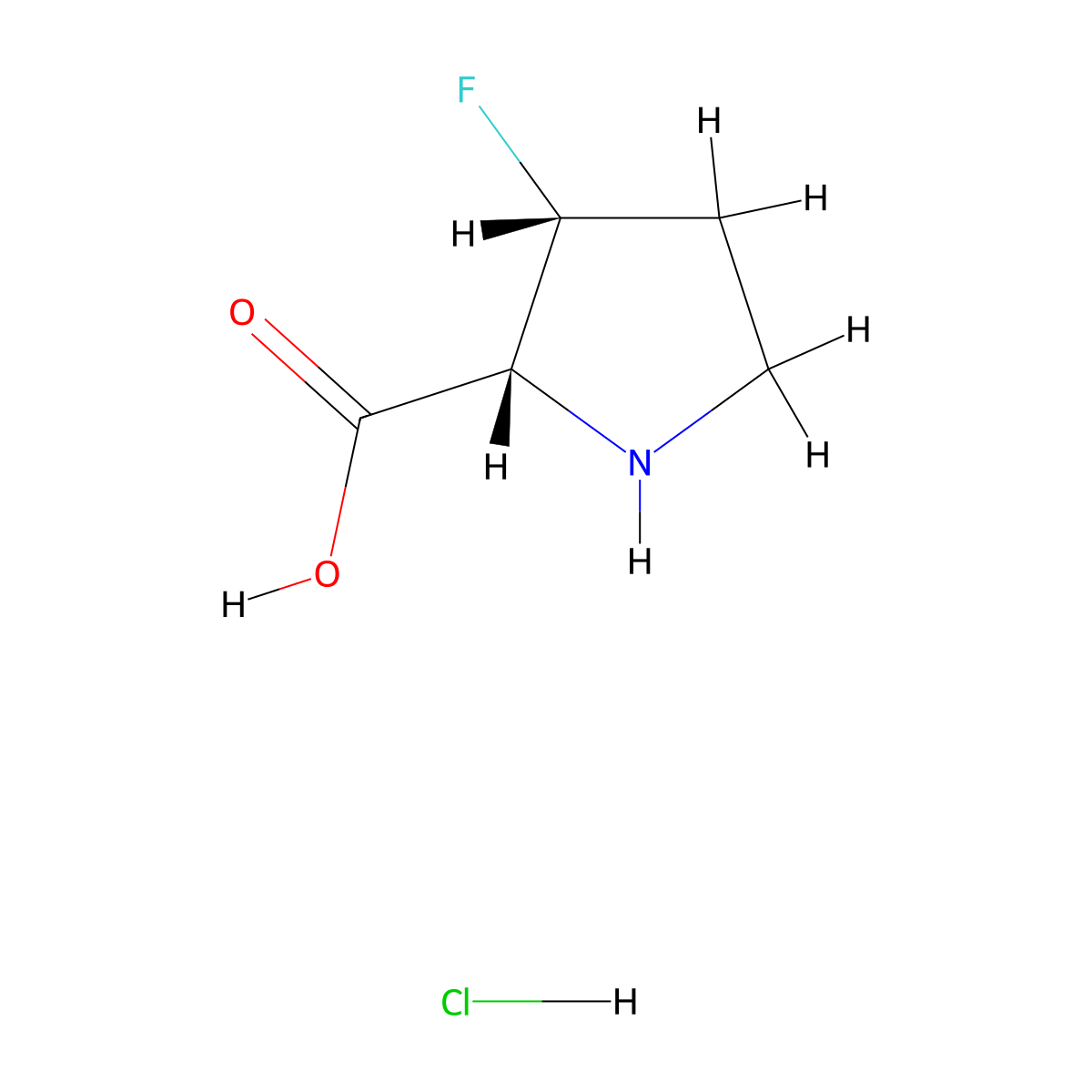 (2R,3R)-3-Fluoropyrrolidine-2-carboxylic acid hydrochloride molecular structure, CAS 2925067-46-3