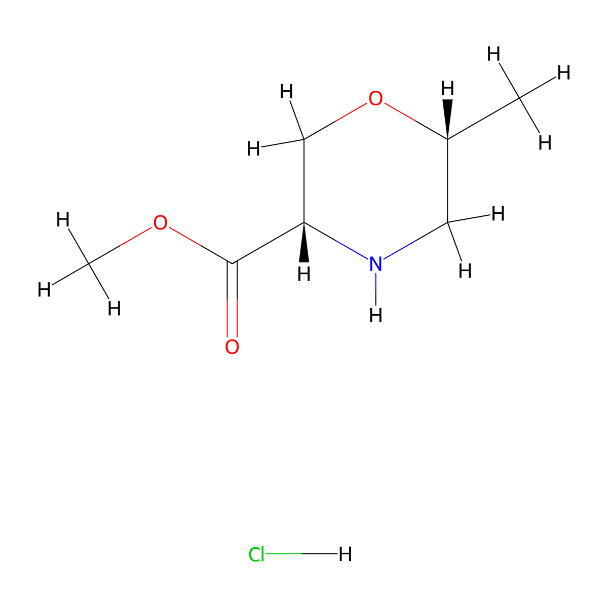 Methyl (3S,6R)-6-methylmorpholine-3-carboxylate hydrochloride molecular structure, CAS 2925068-27-3