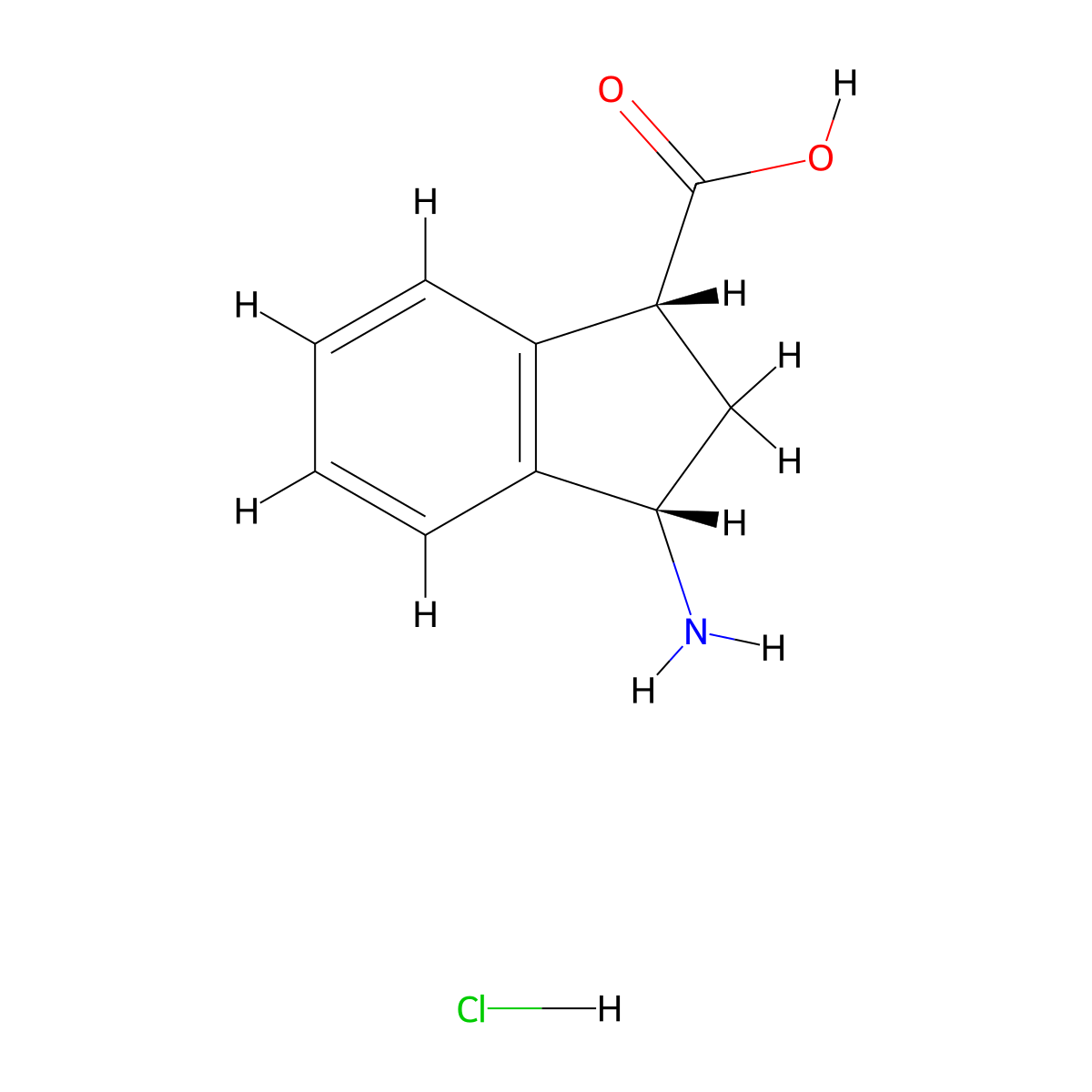 (1R,3S)-3-aminoindane-1-carboxylic acid;hydrochloride molecular structure, CAS 2925068-50-2