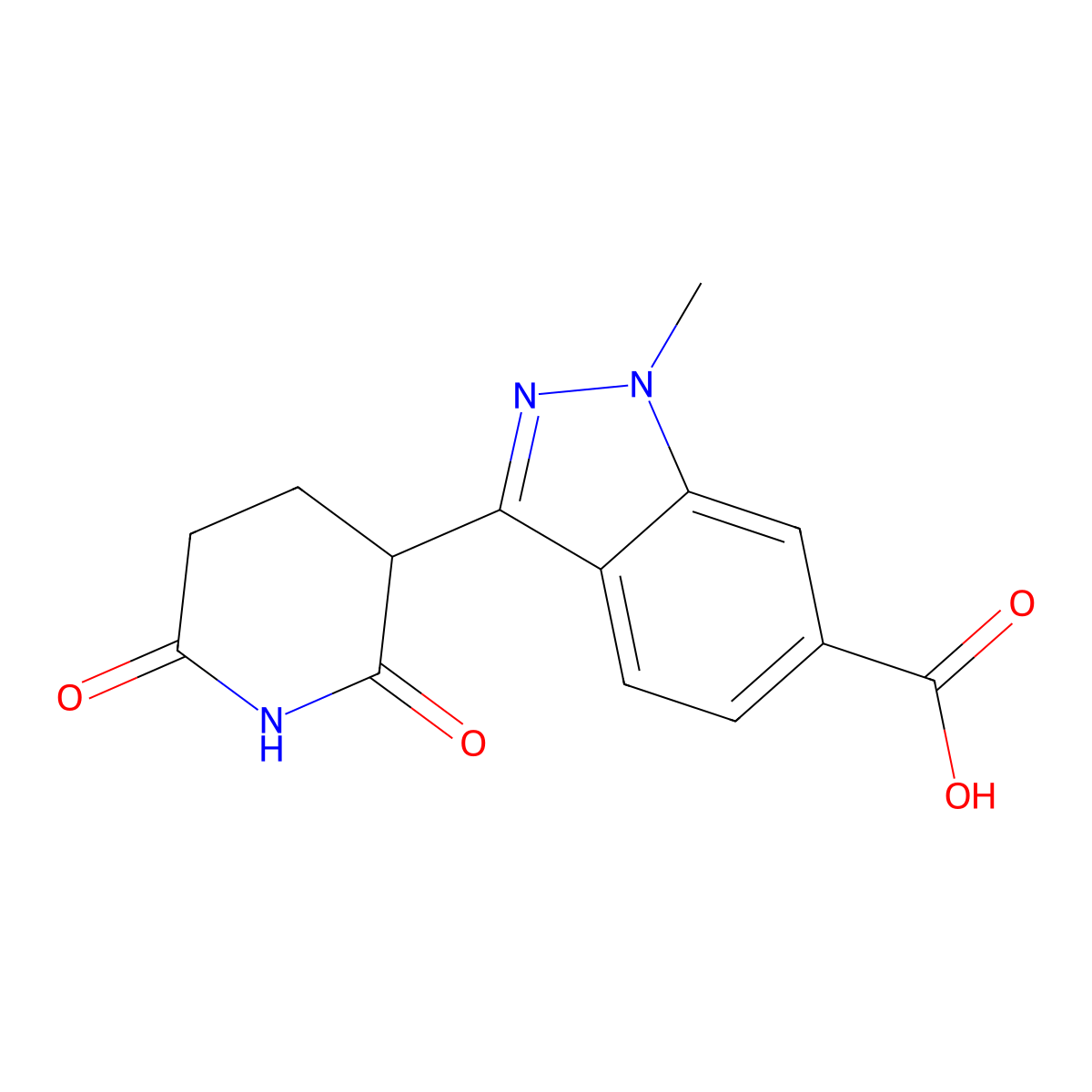 3-(2,6-Dioxopiperidin-3-YL)-1-methyl-1H-indazole-6-carboxylic acid molecular structure, CAS 2925071-04-9
