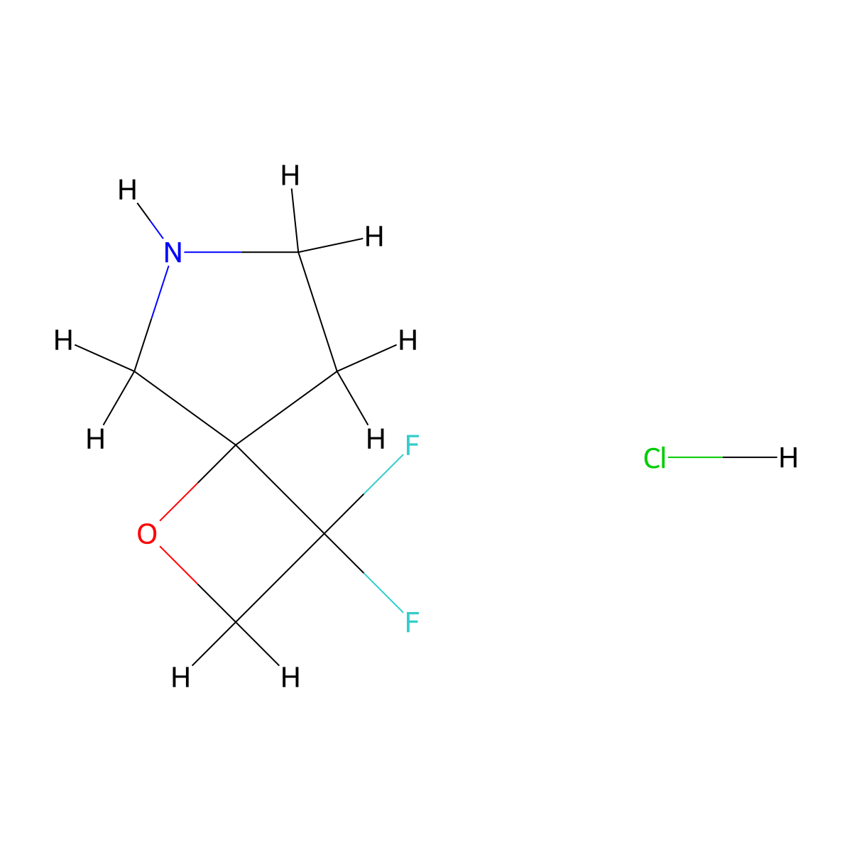 3,3-Difluoro-1-oxa-6-azaspiro[3.4]octane hydrochloride molecular structure, CAS 2925075-25-6