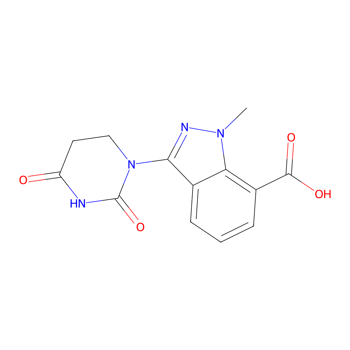 3-(2,4-Dioxotetrahydropyrimidin-1(2H)-yl)-1-methyl-1H-indazole-7-carboxylic acid molecular structure, CAS 2925085-48-7