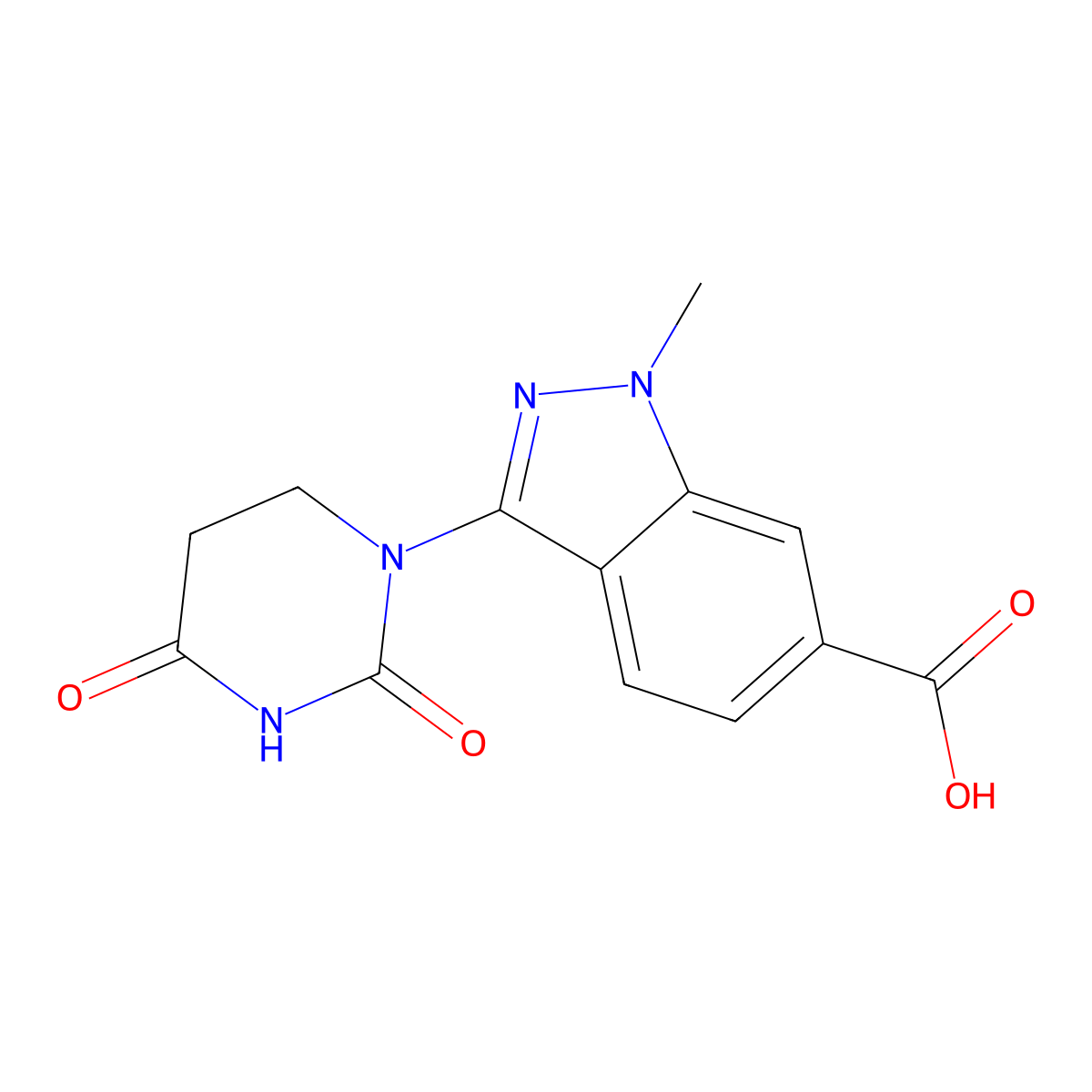3-(2,4-Dioxo-1,3-diazinan-1-YL)-1-methyl-1H-indazole-6-carboxylic acid molecular structure, CAS 2925099-10-9