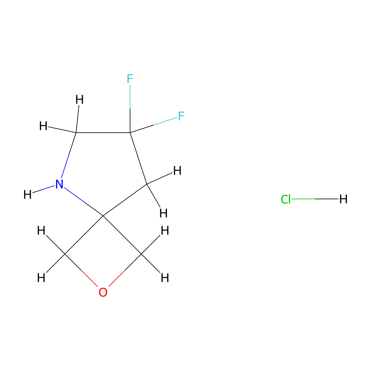 7,7-Difluoro-2-oxa-5-azaspiro[3.4]octane hydrochloride molecular structure, CAS 2925101-87-5