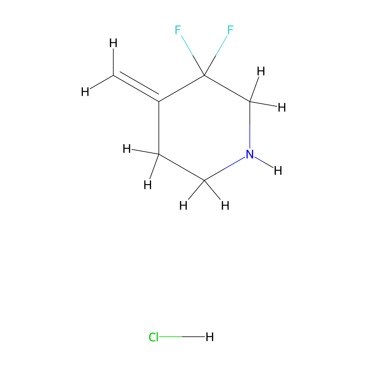 3,3-Difluoro-4-methylidenepiperidine hydrochloride molecular structure, CAS 2925181-66-2