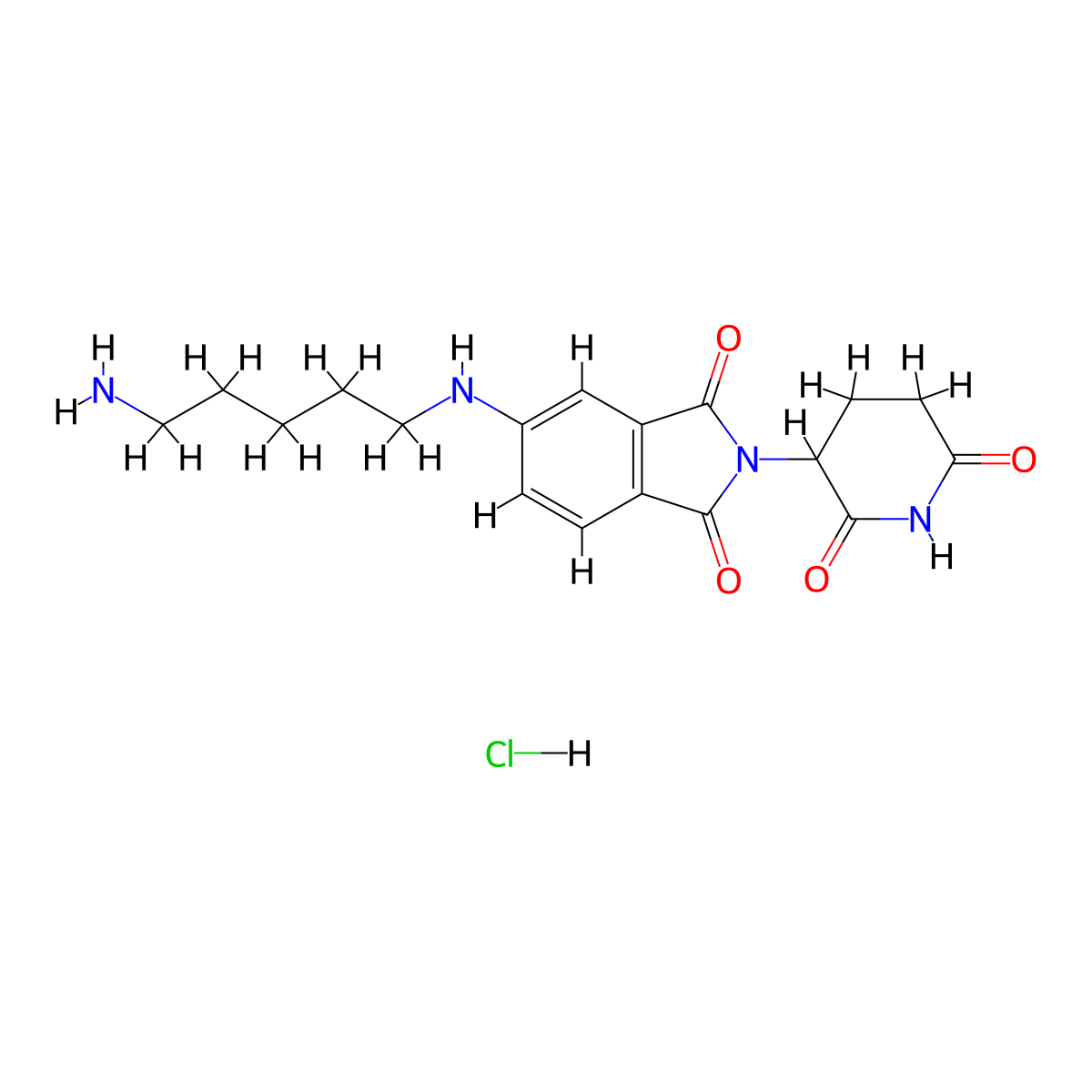 Pomalidomide-5-C5-NH2 hydrochloride molecular structure, CAS 2925306-39-2