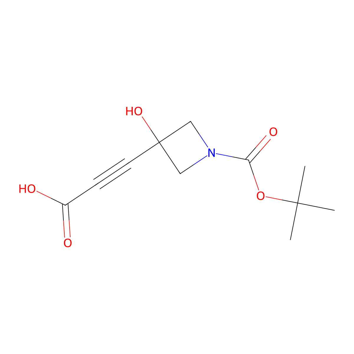 3-(1-(tert-Butoxycarbonyl)-3-hydroxyazetidin-3-yl)propiolic acid molecular structure, CAS 2925479-52-1