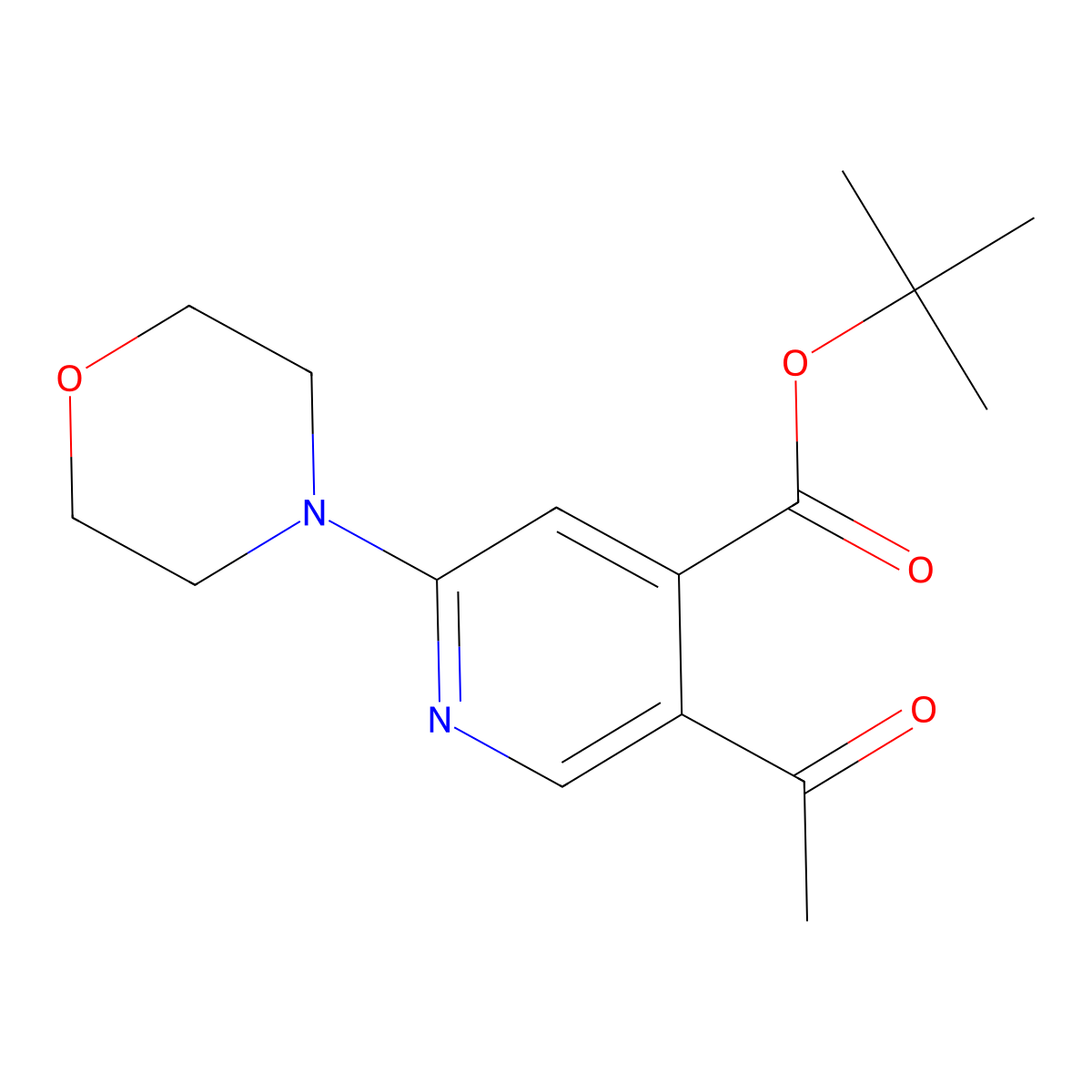 Tert-butyl 5-acetyl-2-morpholinoisonicotinate molecular structure, CAS 2925597-56-2
