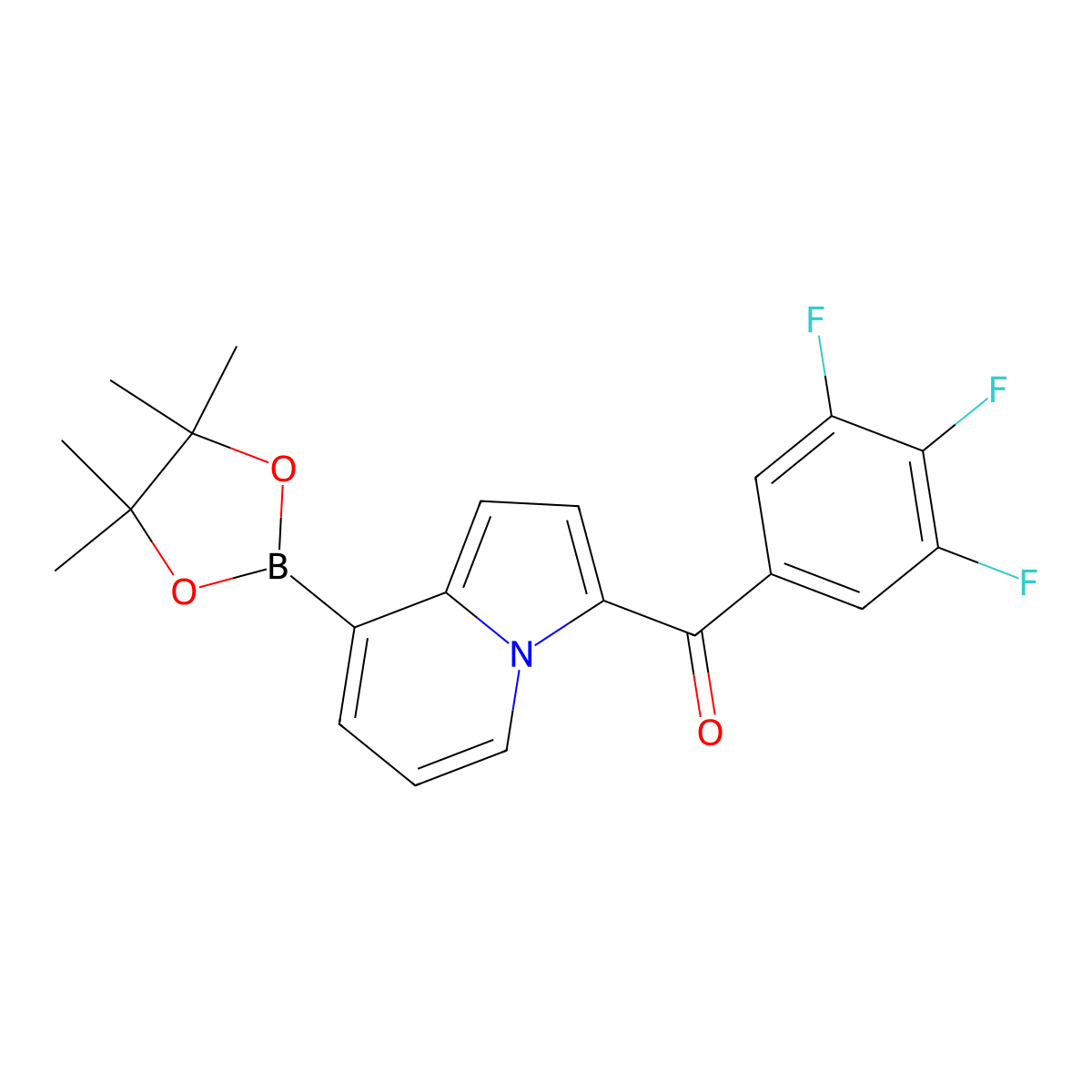 (8-(4,4,5,5-Tetramethyl-1,3,2-dioxaborolan-2-yl)indolizin-3-yl)(3,4,5-trifluorophenyl)methanone molecular structure, CAS 2925648-75-3
