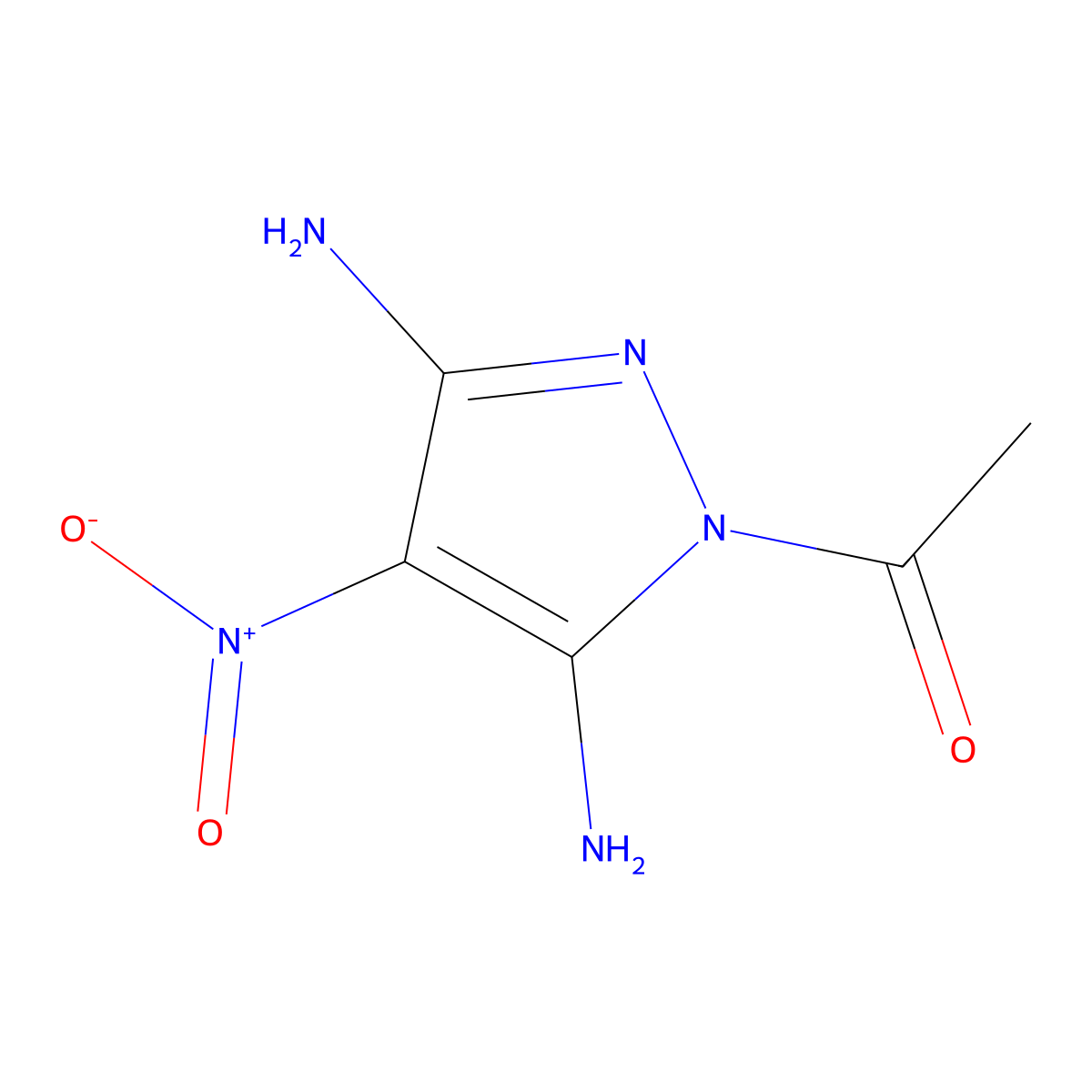 1-acetyl-3,5-diamino-4-nitro-1H-pyrazole molecular structure, CAS 292600-38-5