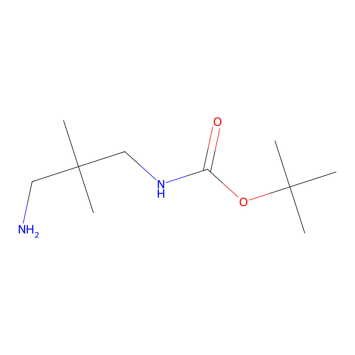 tert-butyl N-(3-amino-2,2-dimethylpropyl)carbamate molecular structure, CAS 292606-35-0
