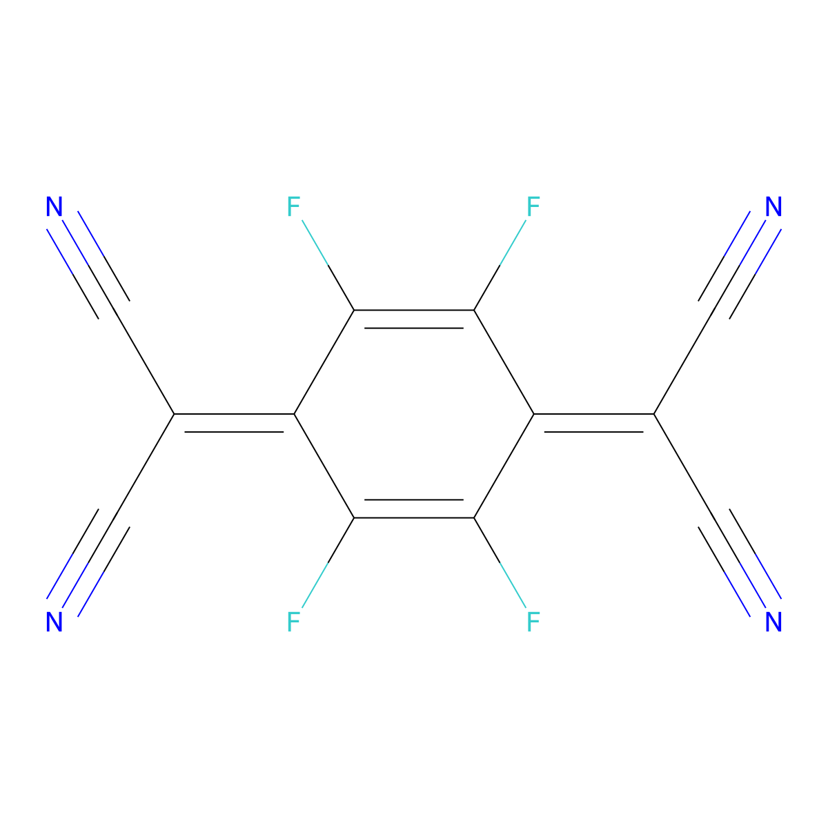 2,3,5,6-Tetrafluoro-7,7,8,8-tetracyanoquinodimethane molecular structure, CAS 29261-33-4