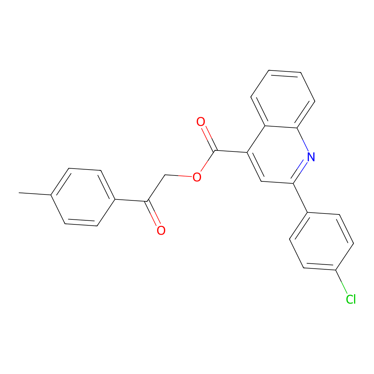 2-(4-Methylphenyl)-2-oxoethyl 2-(4-chlorophenyl)-4-quinolinecarboxylate molecular structure, CAS 292612-55-6