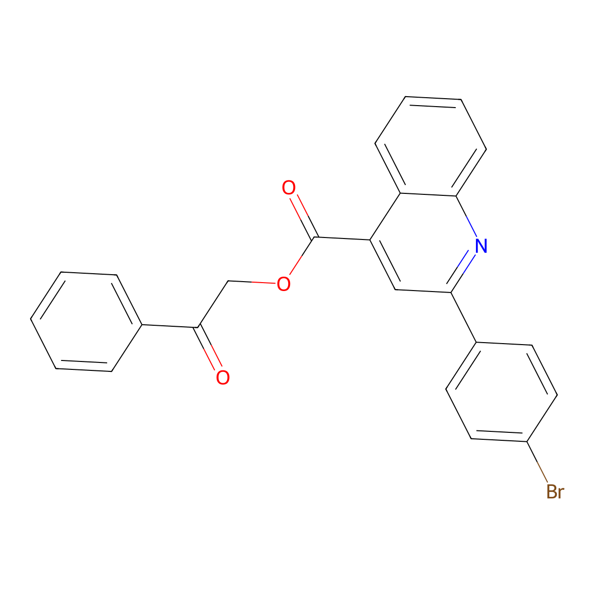 Phenacyl 2-(4-bromophenyl)quinoline-4-carboxylate molecular structure, CAS 292612-60-3