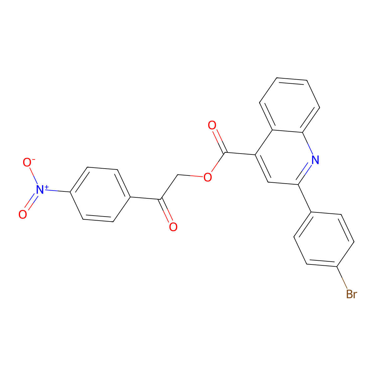 2-(4-Nitrophenyl)-2-oxoethyl 2-(4-bromophenyl)quinoline-4-carboxylate molecular structure, CAS 292612-63-6