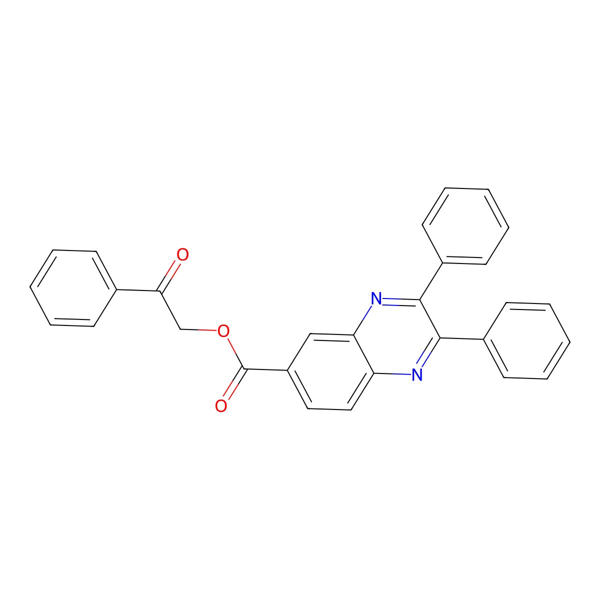 Phenacyl 2,3-diphenylquinoxaline-6-carboxylate molecular structure, CAS 292612-74-9