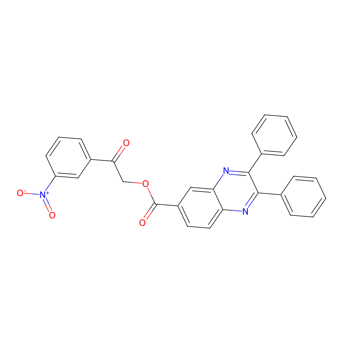 2-(3-Nitrophenyl)-2-oxoethyl 2,3-diphenylquinoxaline-6-carboxylate molecular structure, CAS 292612-77-2