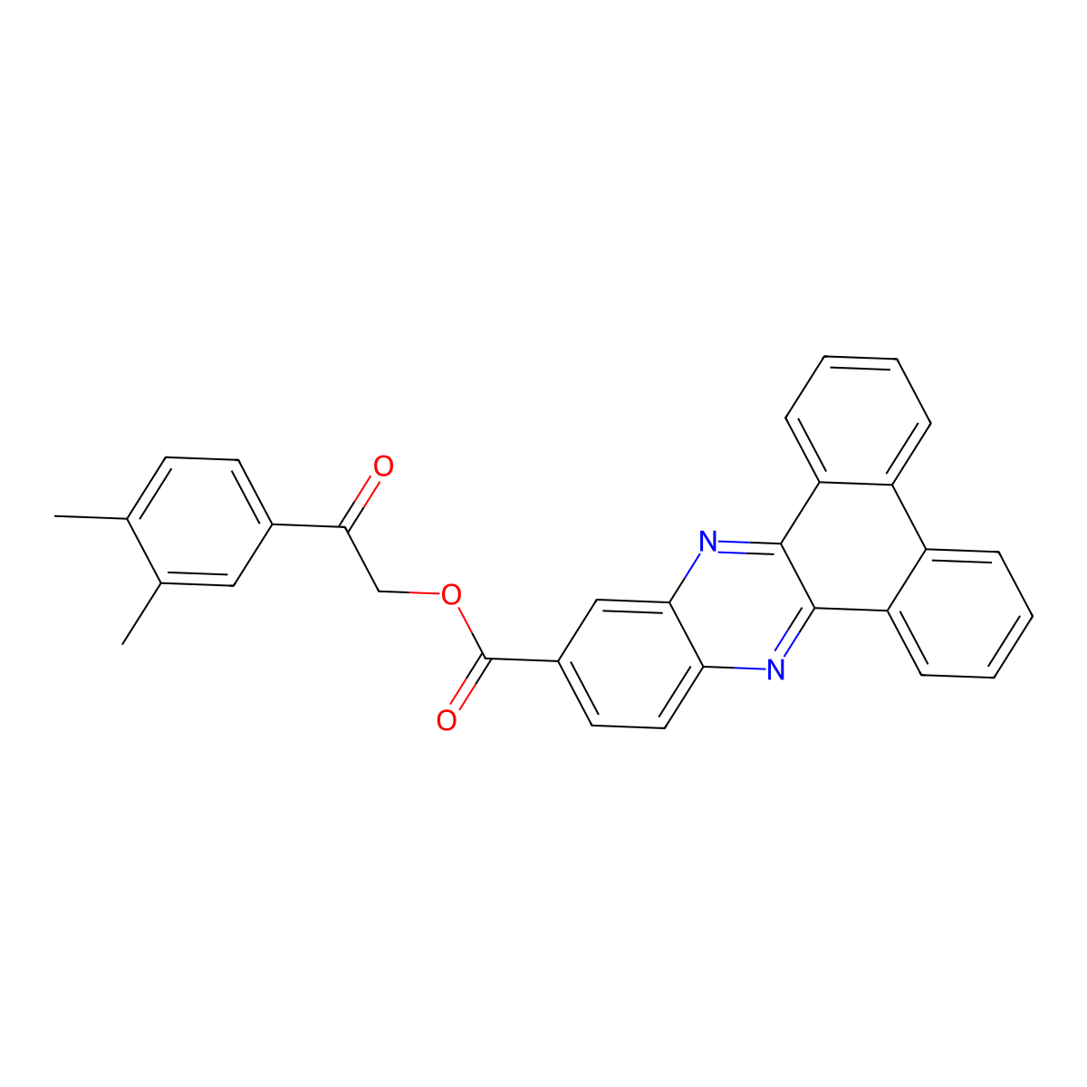 2-(3,4-Dimethylphenyl)-2-oxoethyl dibenzo[a,c]phenazine-11-carboxylate molecular structure, CAS 292612-87-4