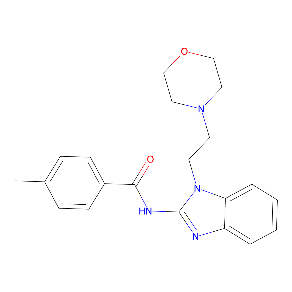 4-methyl-N-[1-(2-morpholin-4-ylethyl)benzimidazol-2-yl]benzamide molecular structure, CAS 292613-16-2