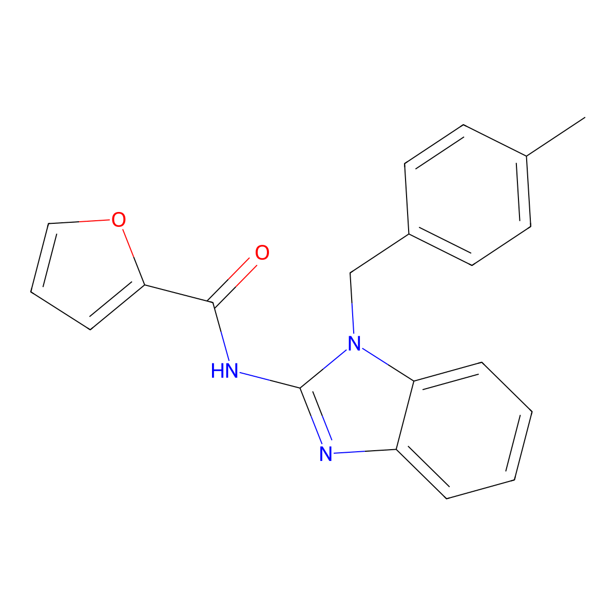 N-[1-[(4-methylphenyl)methyl]-2-benzimidazolyl]-2-furancarboxamide molecular structure, CAS 292613-19-5