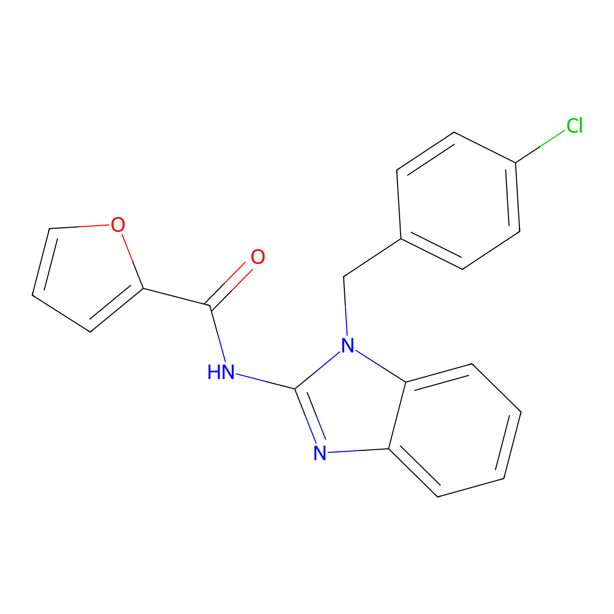 N-[1-[(4-chlorophenyl)methyl]benzimidazol-2-yl]furan-2-carboxamide molecular structure, CAS 292613-20-8