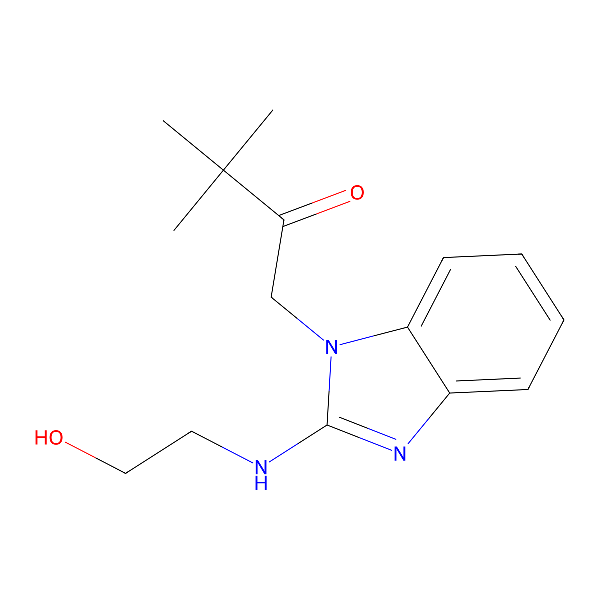 1-(2-((2-Hydroxyethyl)amino)-1H-benzo[d]imidazol-1-yl)-3,3-dimethylbutan-2-one molecular structure, CAS 292613-29-7
