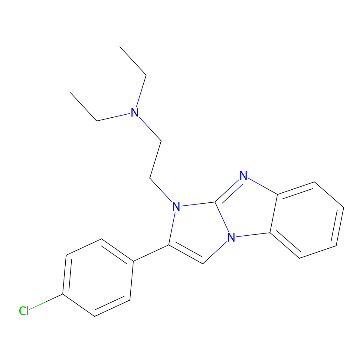 2-[2-(4-chlorophenyl)imidazo[1,2-a]benzimidazol-3-yl]-N,N-diethylethanamine molecular structure, CAS 292613-75-3
