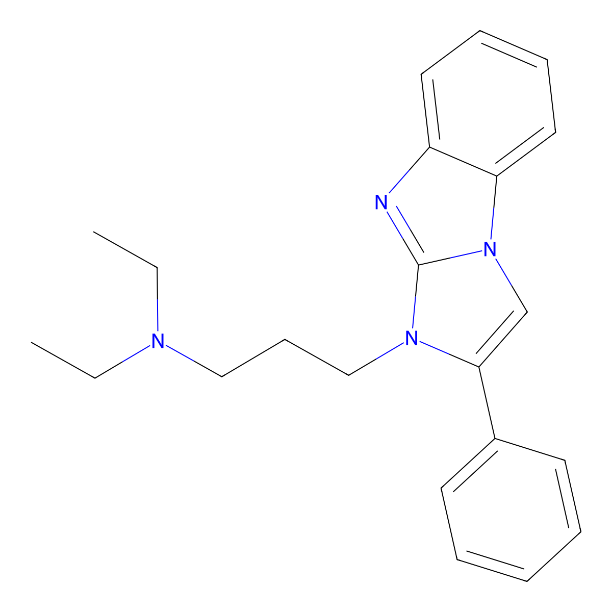 N,N-diethyl-3-(2-phenylimidazo[1,2-a]benzimidazol-3-yl)propan-1-amine molecular structure, CAS 292613-88-8