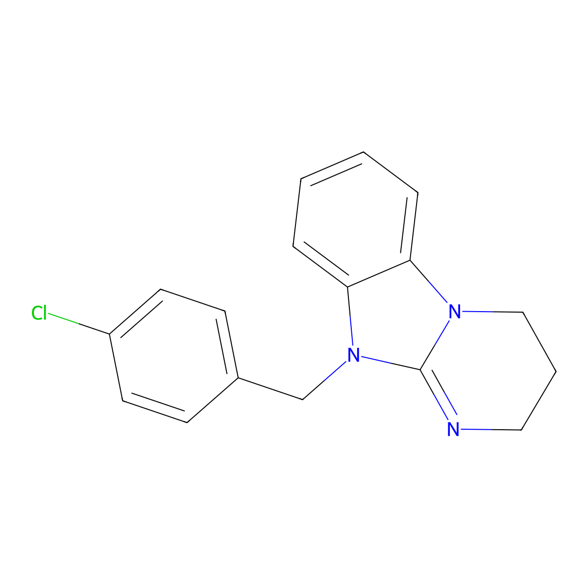 10-[(4-chlorophenyl)methyl]-3,4-dihydro-2H-pyrimido[1,2-a]benzimidazole molecular structure, CAS 292613-93-5