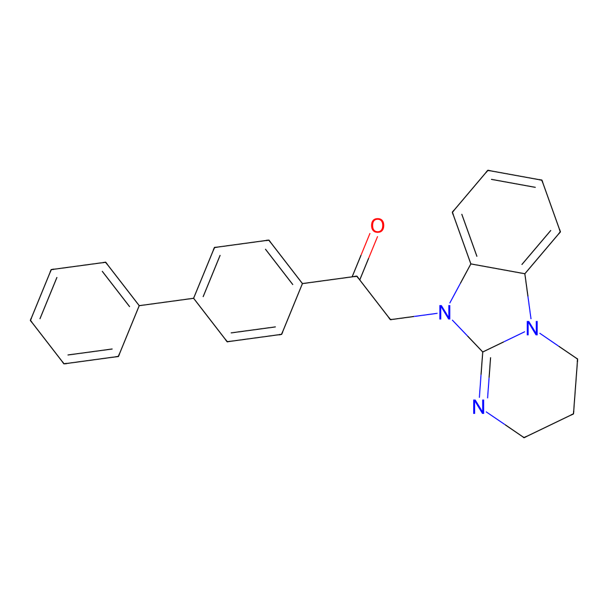 2-(3,4-dihydro-2H-pyrimido[1,2-a]benzimidazol-10-yl)-1-(4-phenylphenyl)ethanone molecular structure, CAS 292614-04-1