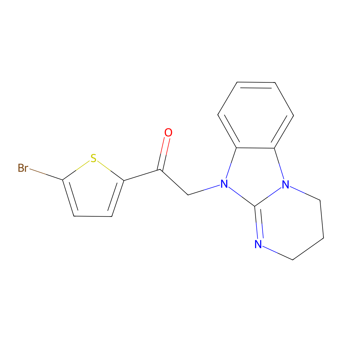 1-(5-bromothiophen-2-yl)-2-(3,4-dihydro-2H-pyrimido[1,2-a]benzimidazol-10-yl)ethanone molecular structure, CAS 292614-08-5