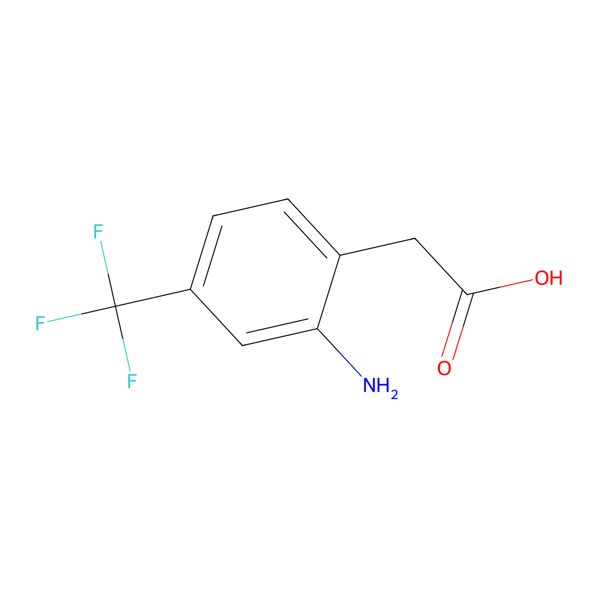 2-(2-Amino-4-(trifluoromethyl)phenyl)acetic acid molecular structure, CAS 292621-43-3