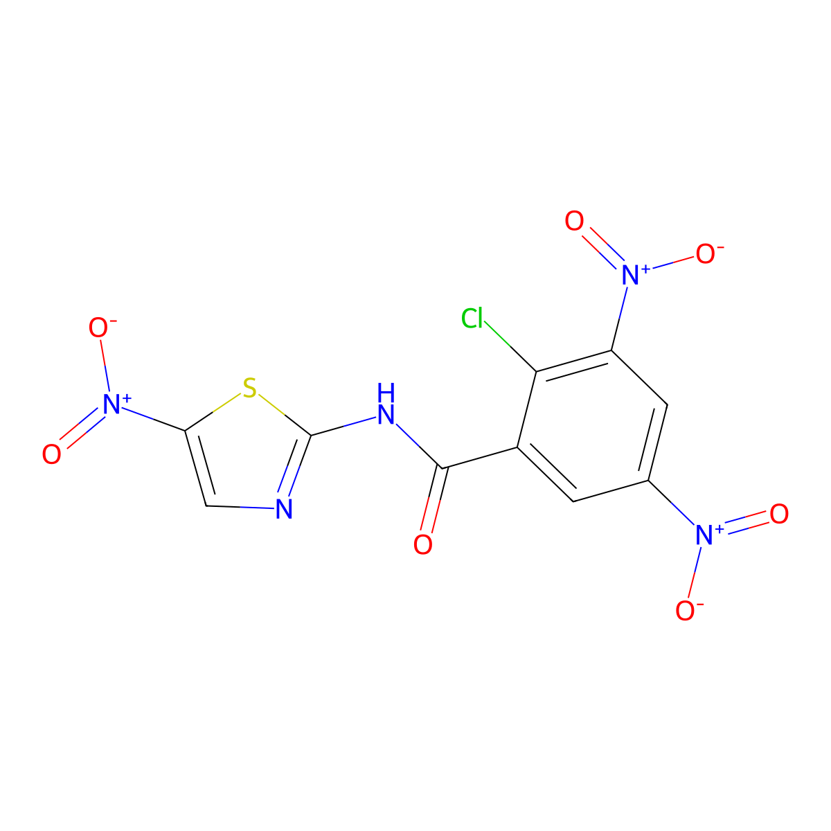 2-chloro-3,5-dinitro-N-(5-nitro-1,3-thiazol-2-yl)benzamide molecular structure, CAS 292635-41-7