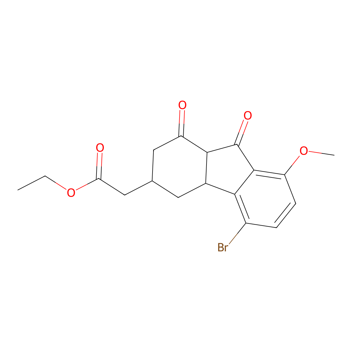ethyl (5-bromo-8-methoxy-1,9-dioxo-2,3,4,4a,9,9a-hexahydro-1H-fluoren-3-yl)acetate molecular structure, CAS 292635-42-8