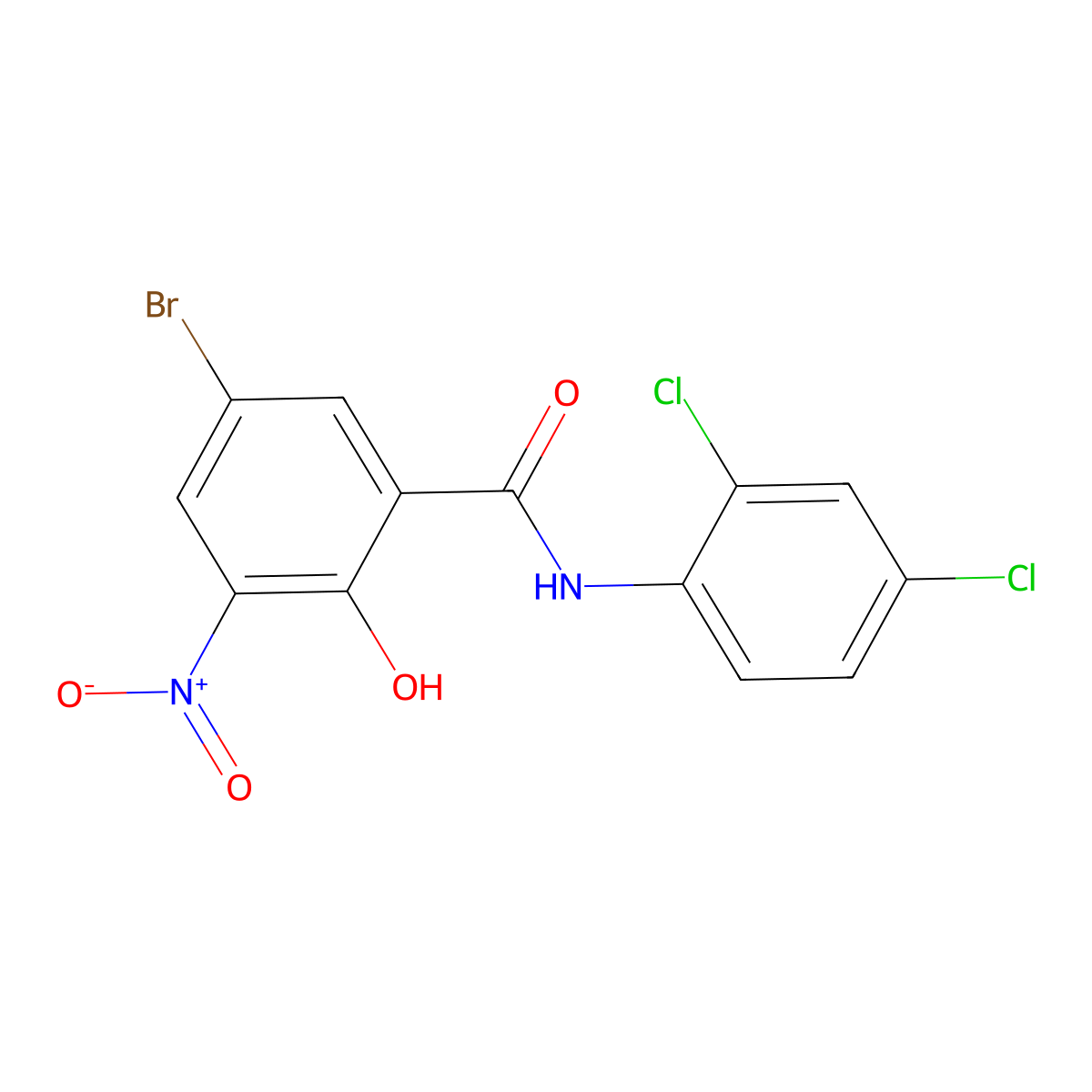 5-bromo-N-(2,4-dichlorophenyl)-2-hydroxy-3-nitrobenzamide molecular structure, CAS 292635-97-3