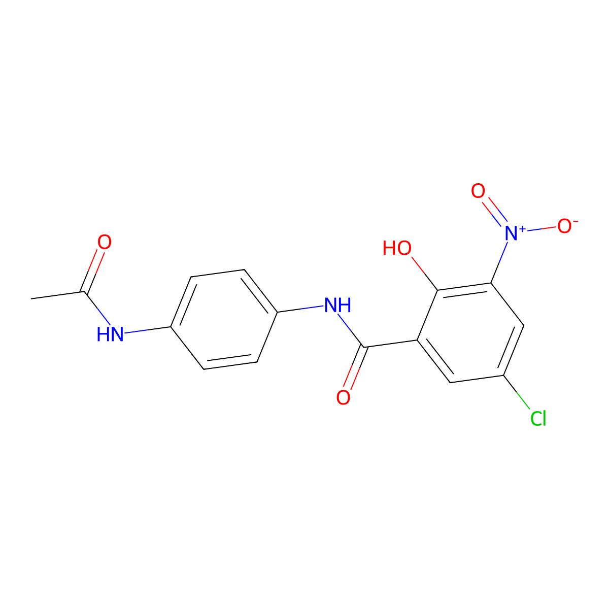 N-(4-acetamidophenyl)-5-chloro-2-hydroxy-3-nitrobenzamide molecular structure, CAS 292636-74-9