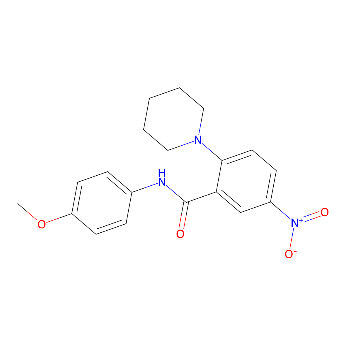 N-(4-methoxyphenyl)-5-nitro-2-(piperidin-1-yl)benzamide molecular structure, CAS 292638-52-9