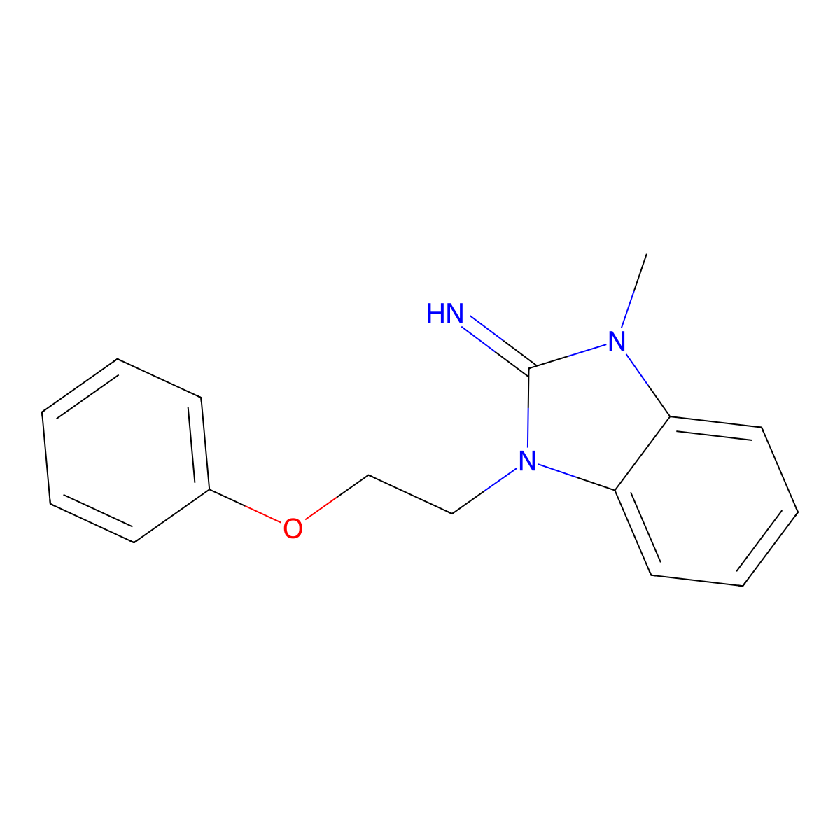 1-Methyl-3-(2-phenoxyethyl)benzimidazol-2-imine molecular structure, CAS 292639-56-6