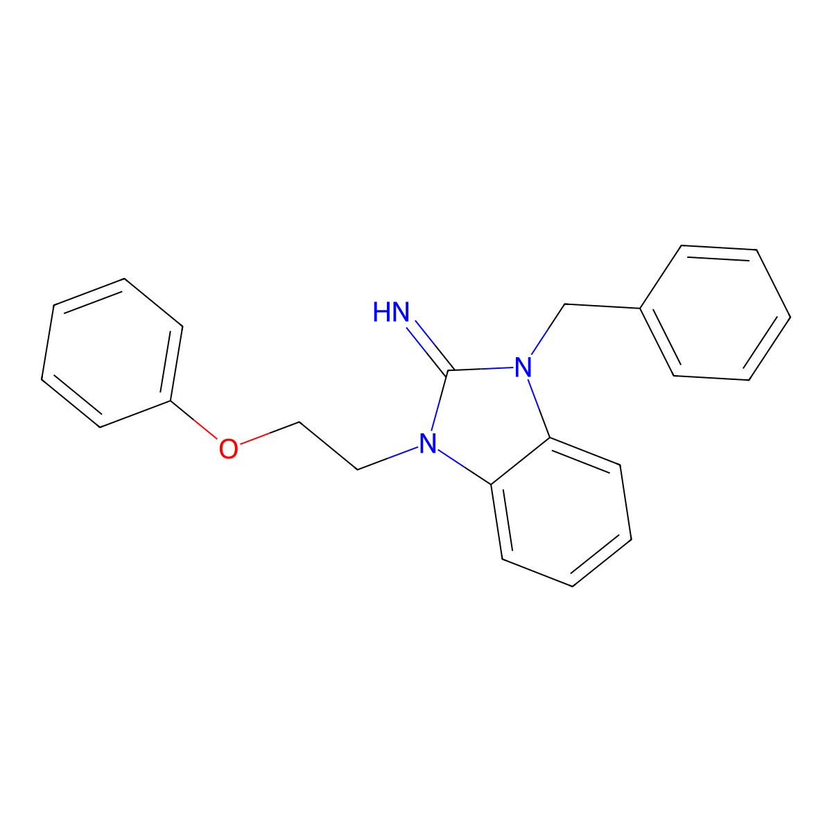 1-Benzyl-3-(2-phenoxyethyl)benzimidazol-2-imine molecular structure, CAS 292639-58-8