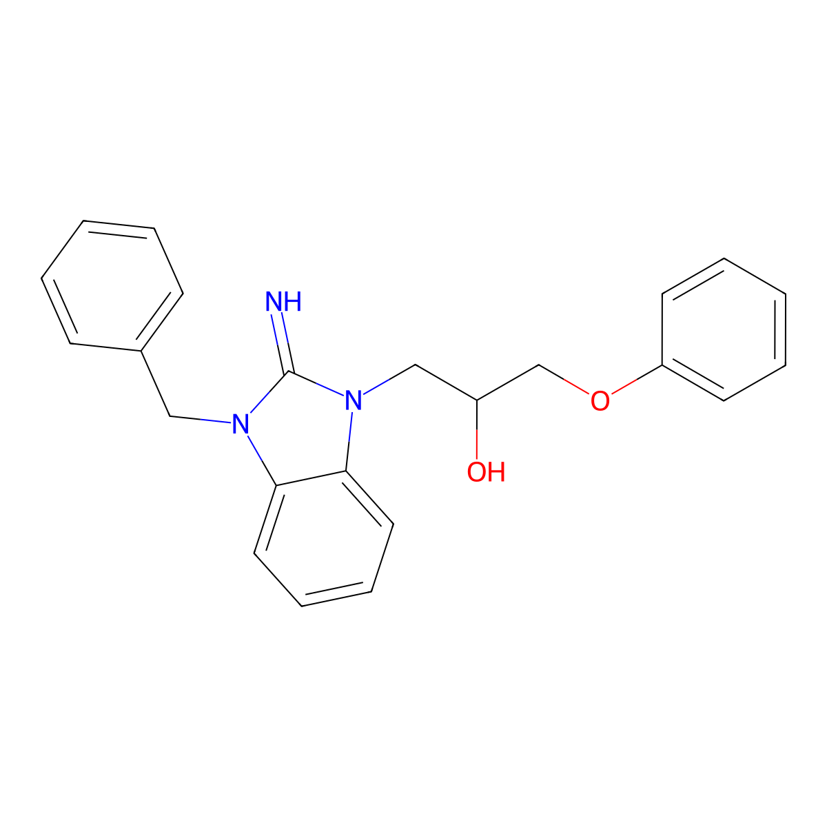 1-(3-benzyl-2-imino-2,3-dihydro-1H-benzimidazol-1-yl)-3-phenoxypropan-2-ol molecular structure, CAS 292639-66-8