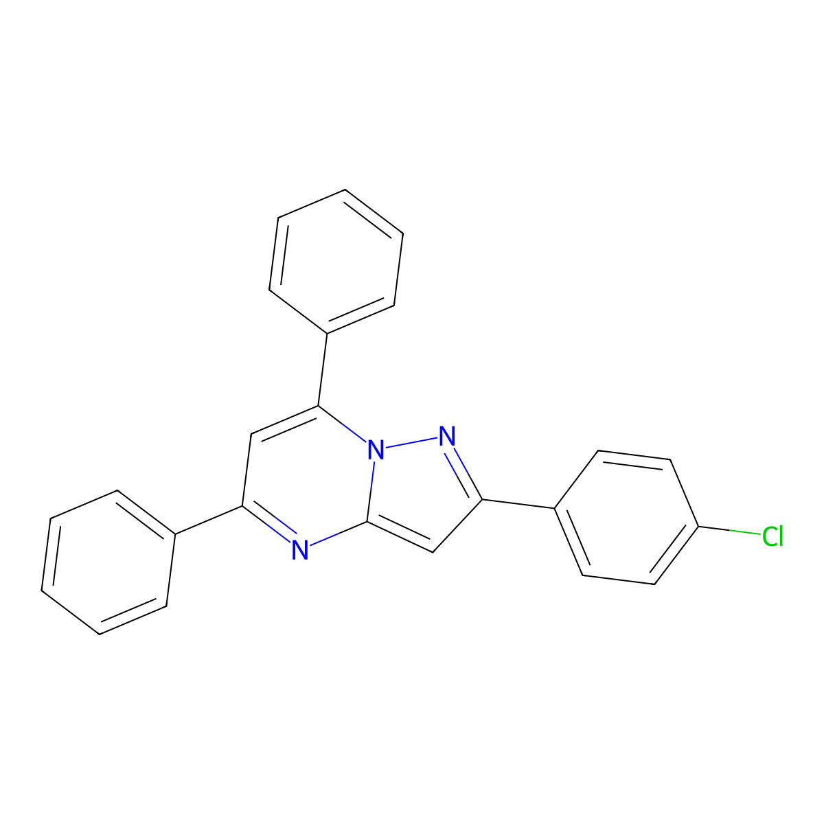 2-(4-Chlorophenyl)-5,7-diphenylpyrazolo[1,5-a]pyrimidine molecular structure, CAS 292640-16-5