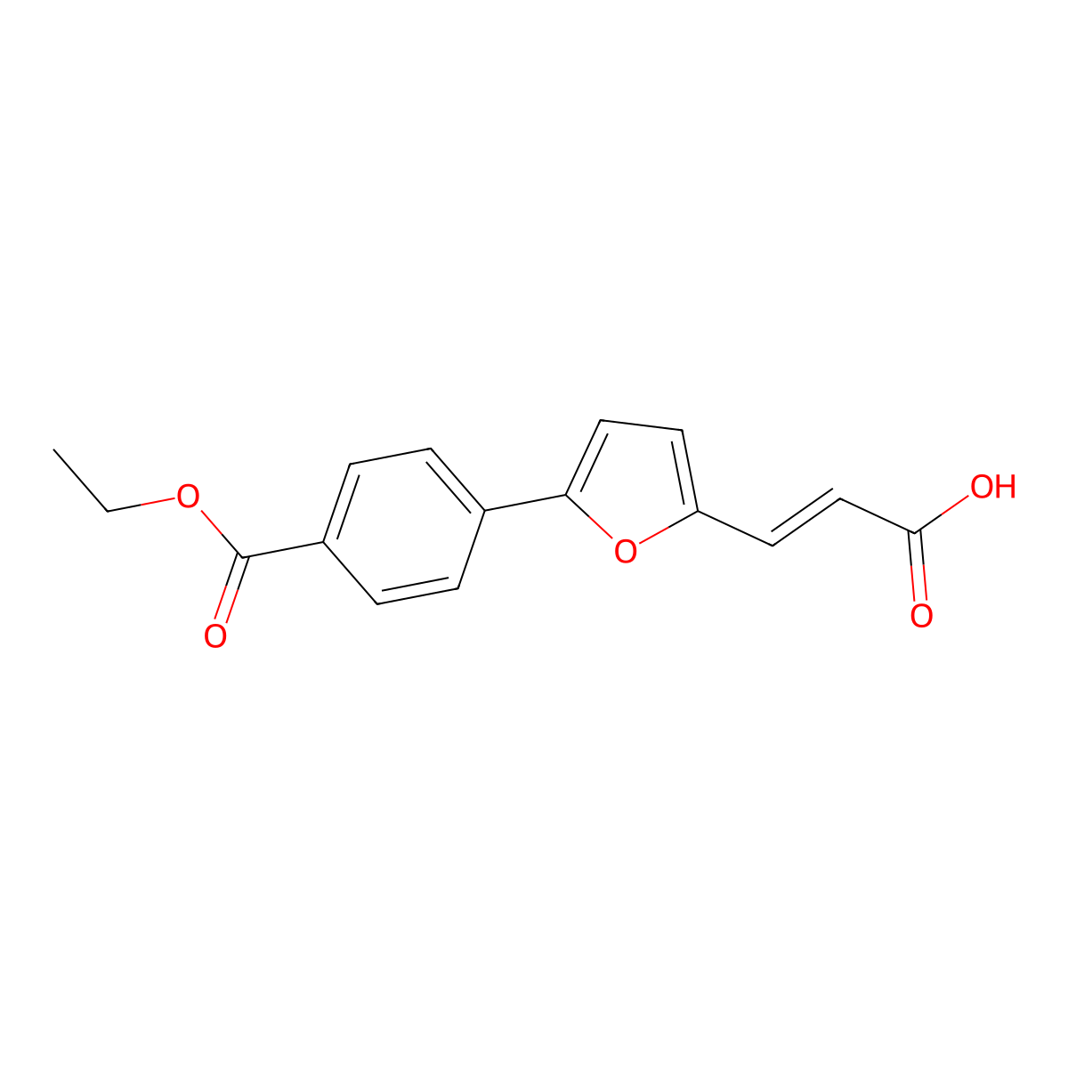 (2E)-3-{5-[4-(ethoxycarbonyl)phenyl]furan-2-yl}prop-2-enoic acid molecular structure, CAS 292641-18-0
