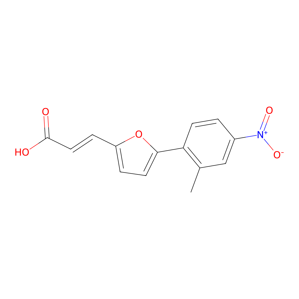 (2e)-3-[5-(2-Methyl-4-nitrophenyl)-2-furyl]acrylic acid molecular structure, CAS 292641-22-6