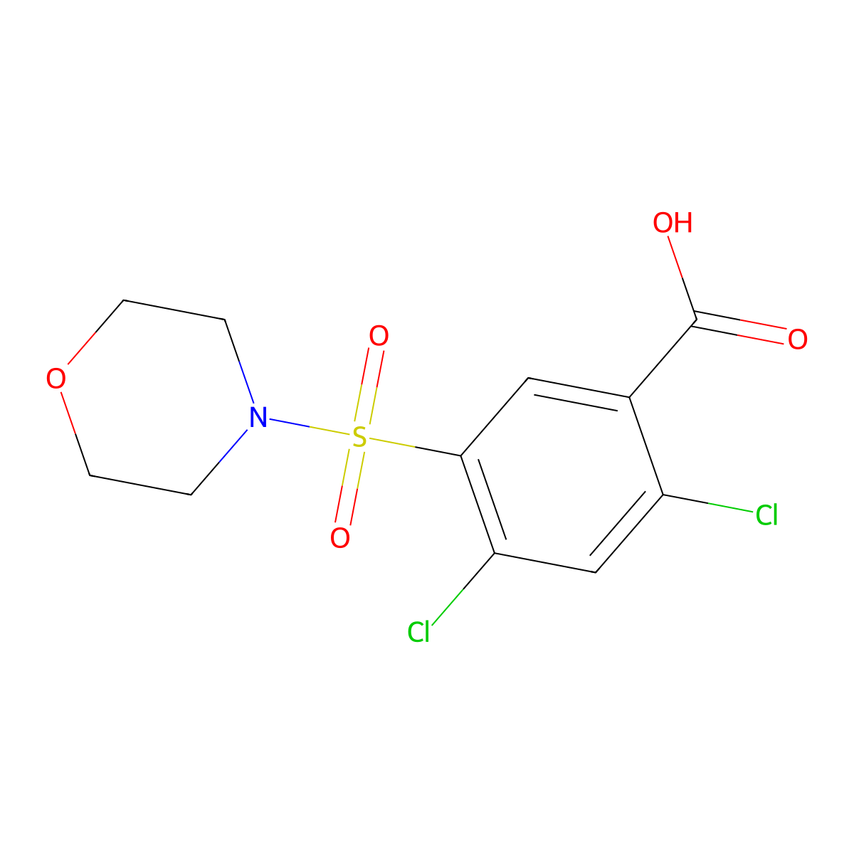 2,4-Dichloro-5-(morpholin-4-ylsulfonyl)benzoic acid molecular structure, CAS 292644-05-4
