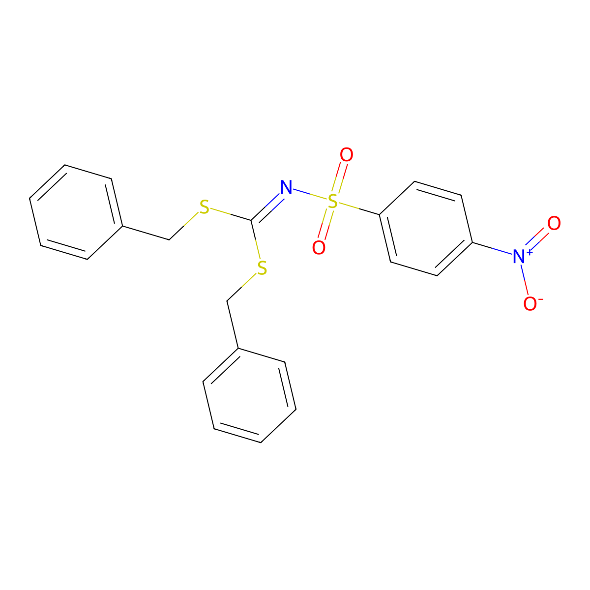Dibenzyl (4-nitrophenyl)sulfonyldithioimidocarbonate molecular structure, CAS 292644-14-5