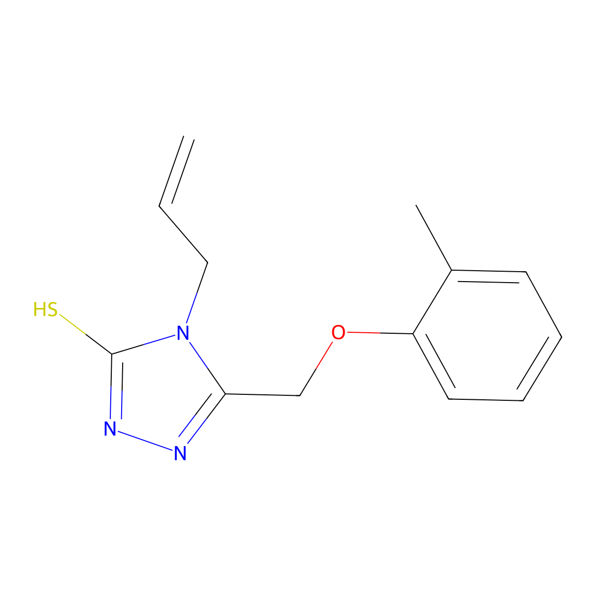 2,4-Dihydro-5-((2-methylphenoxy)methyl)-4-(2-propen-1-yl)-3H-1,2,4-triazole-3-thione molecular structure, CAS 292644-20-3