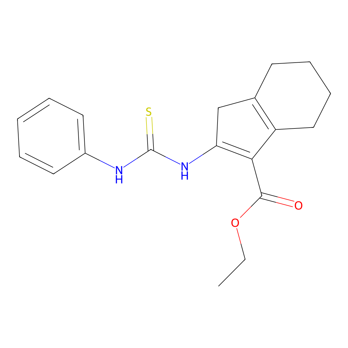 Ethyl 2-((anilinocarbothioyl)amino)-4,5,6,7-tetrahydro-1H-indene-3-carboxylate molecular structure, CAS 292644-26-9